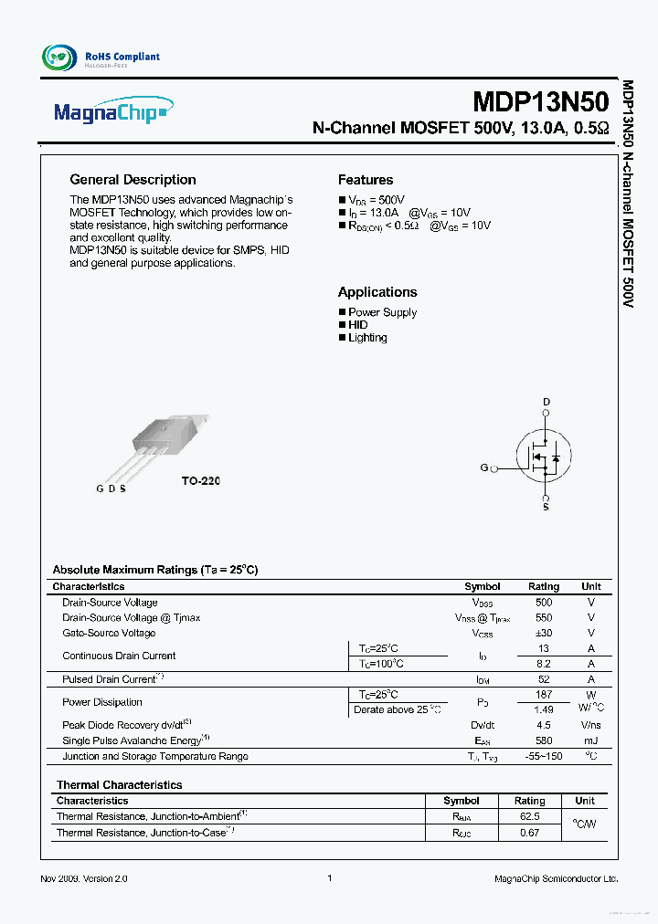 MDP13N50_7699157.PDF Datasheet