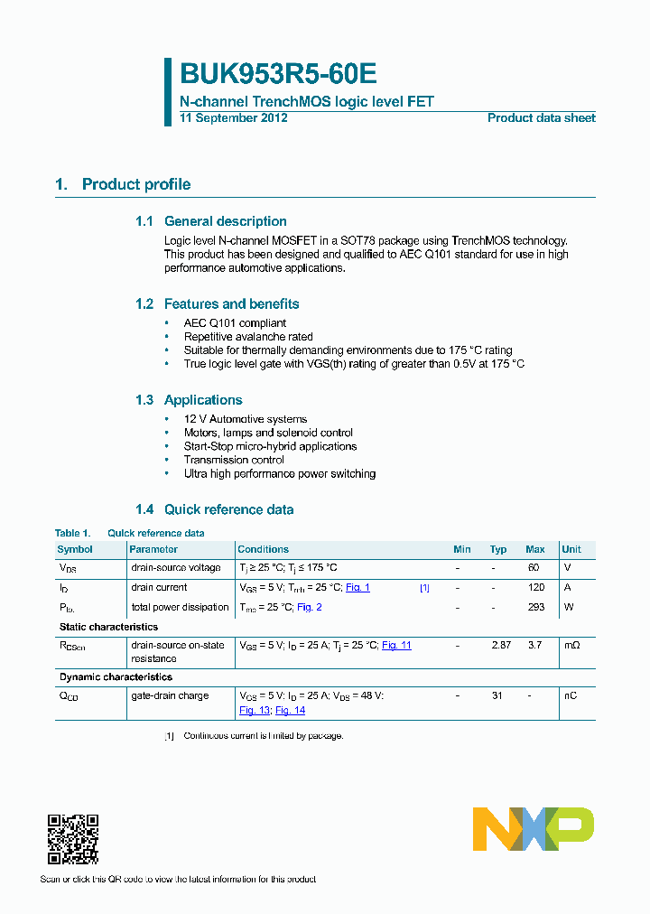 BUK953R5-60E_7700155.PDF Datasheet