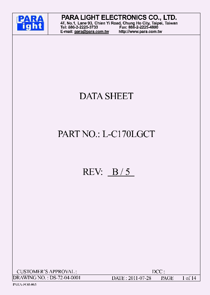 L-C170LGCT_7700526.PDF Datasheet