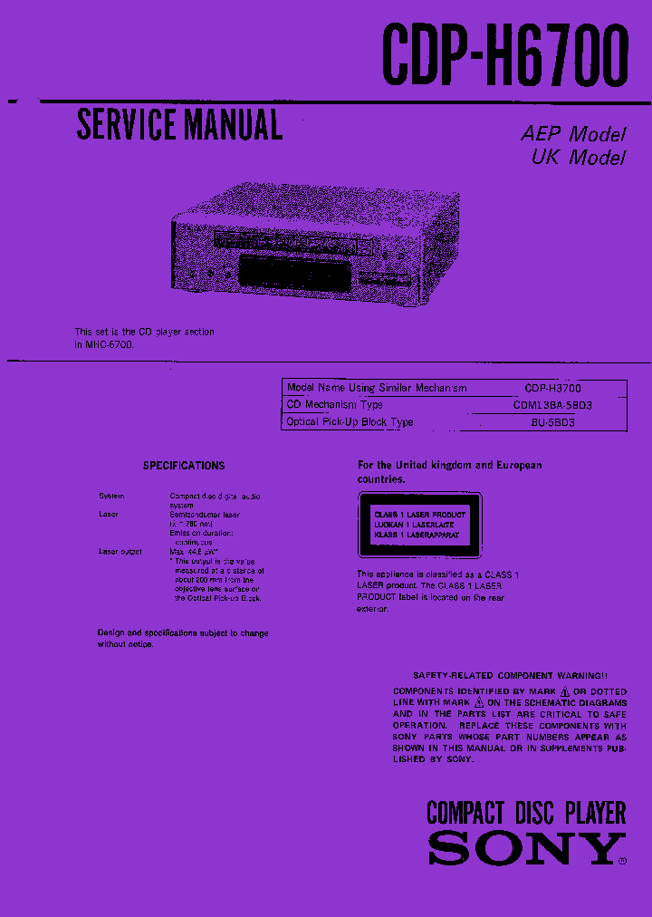 CDP-H6700_7701273.PDF Datasheet
