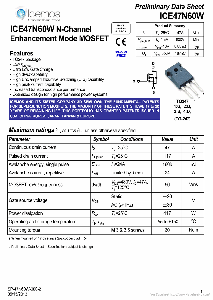 ICE47N60W_7703908.PDF Datasheet