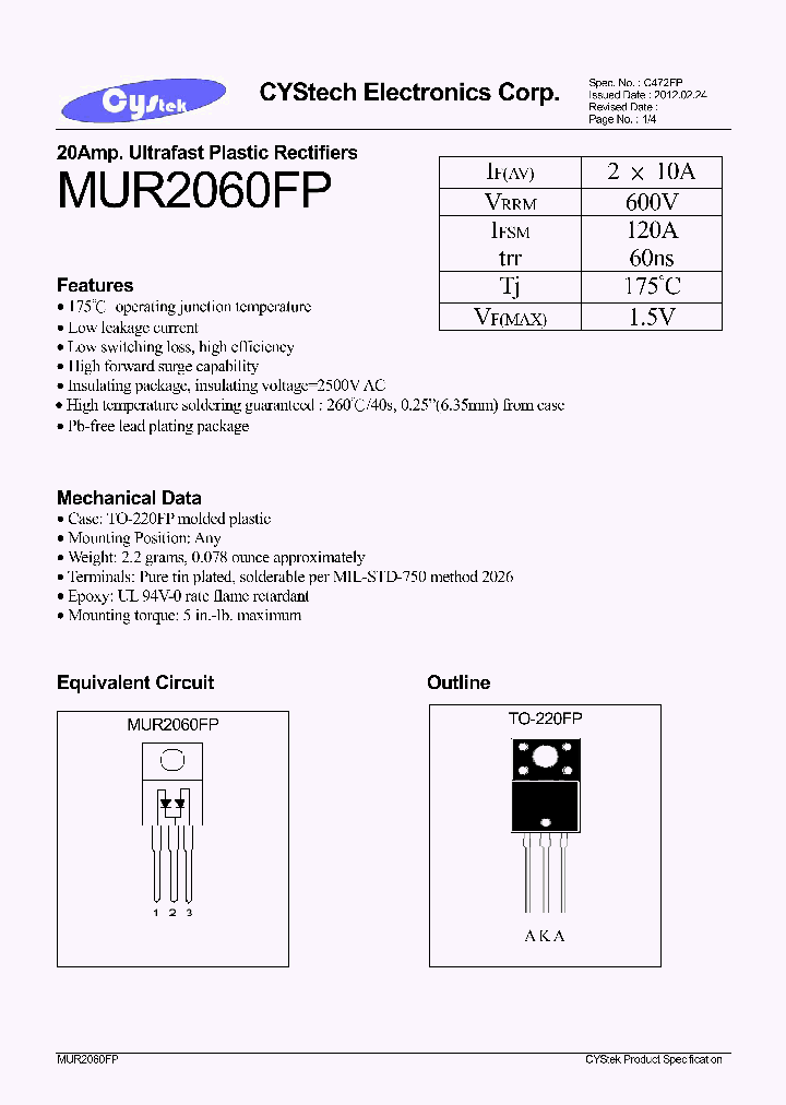 MUR2060FP_7706406.PDF Datasheet