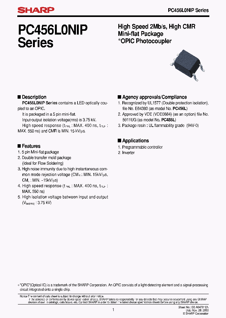 PC456L0YIP_7708175.PDF Datasheet