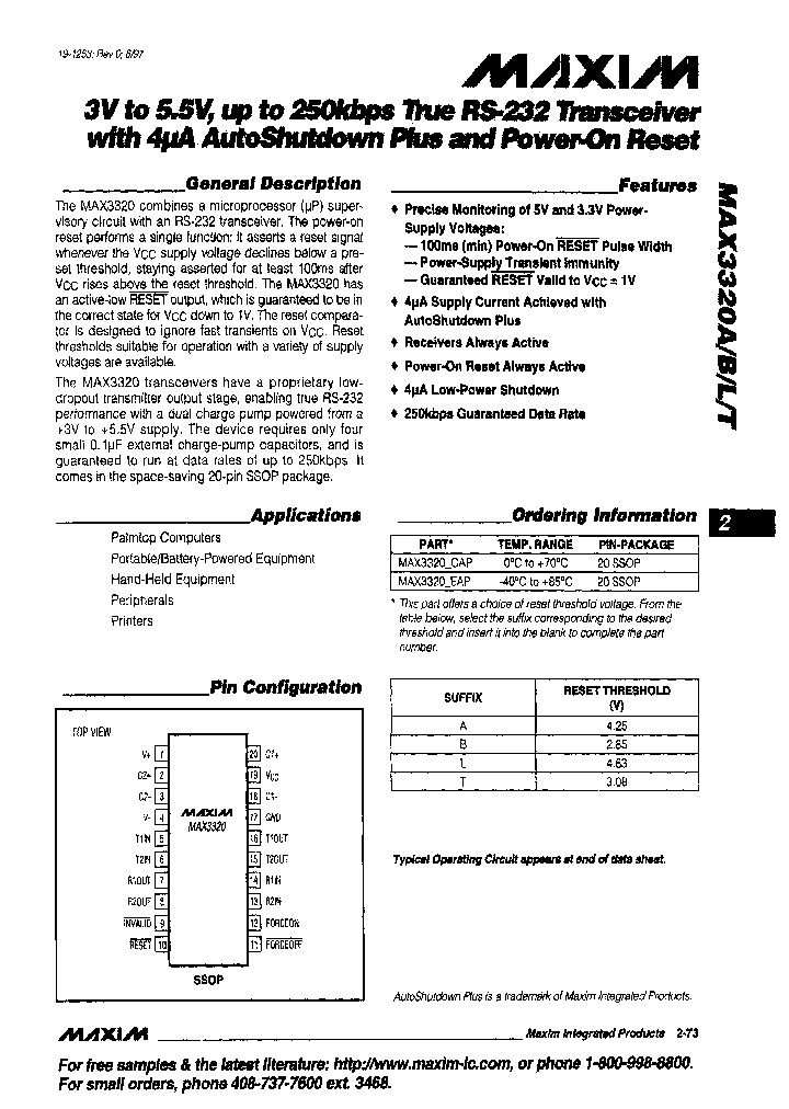 MAX3320AEAPT_7713307.PDF Datasheet