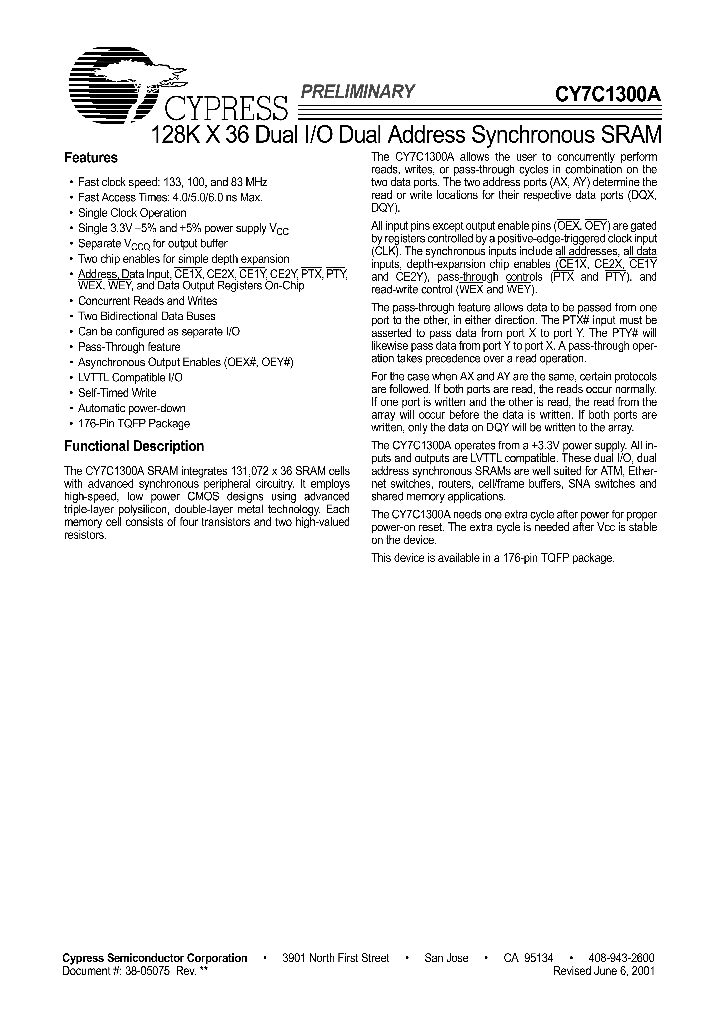 CY7C1300A-83BGC_7713427.PDF Datasheet