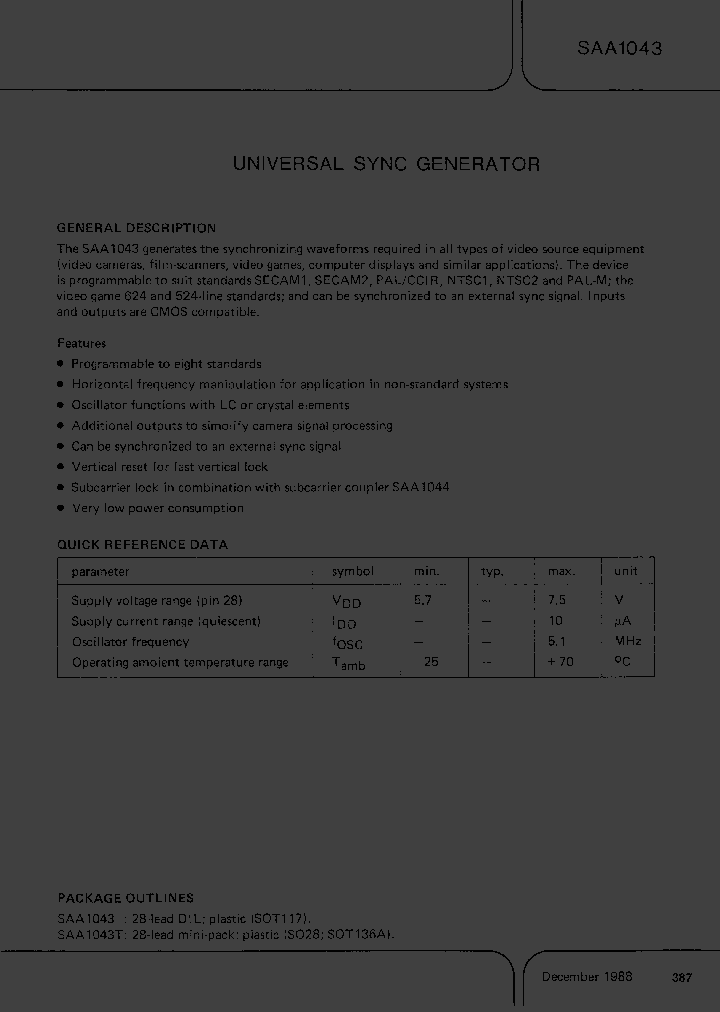 SAA1043_7716905.PDF Datasheet