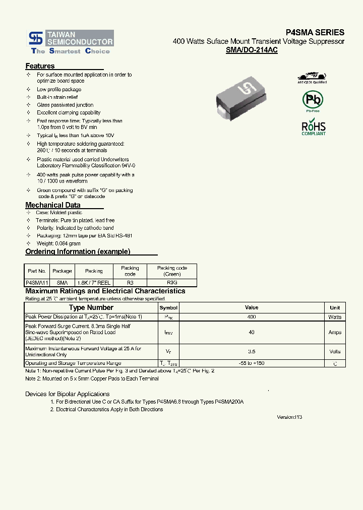 P4SMA_7720064.PDF Datasheet