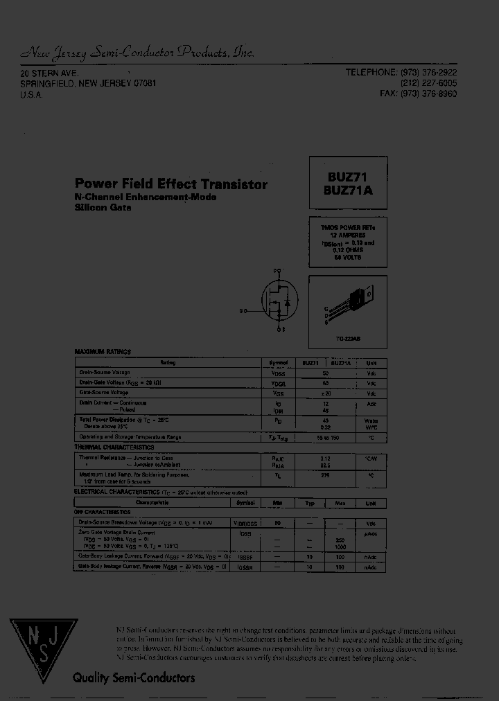 BUZ71_7721197.PDF Datasheet