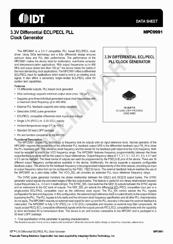 MPC9991FA_7723042.PDF Datasheet