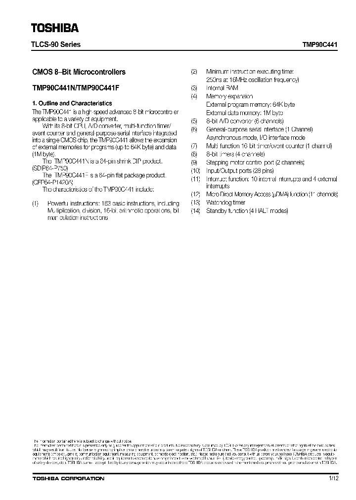 TMP90C441F_7738110.PDF Datasheet