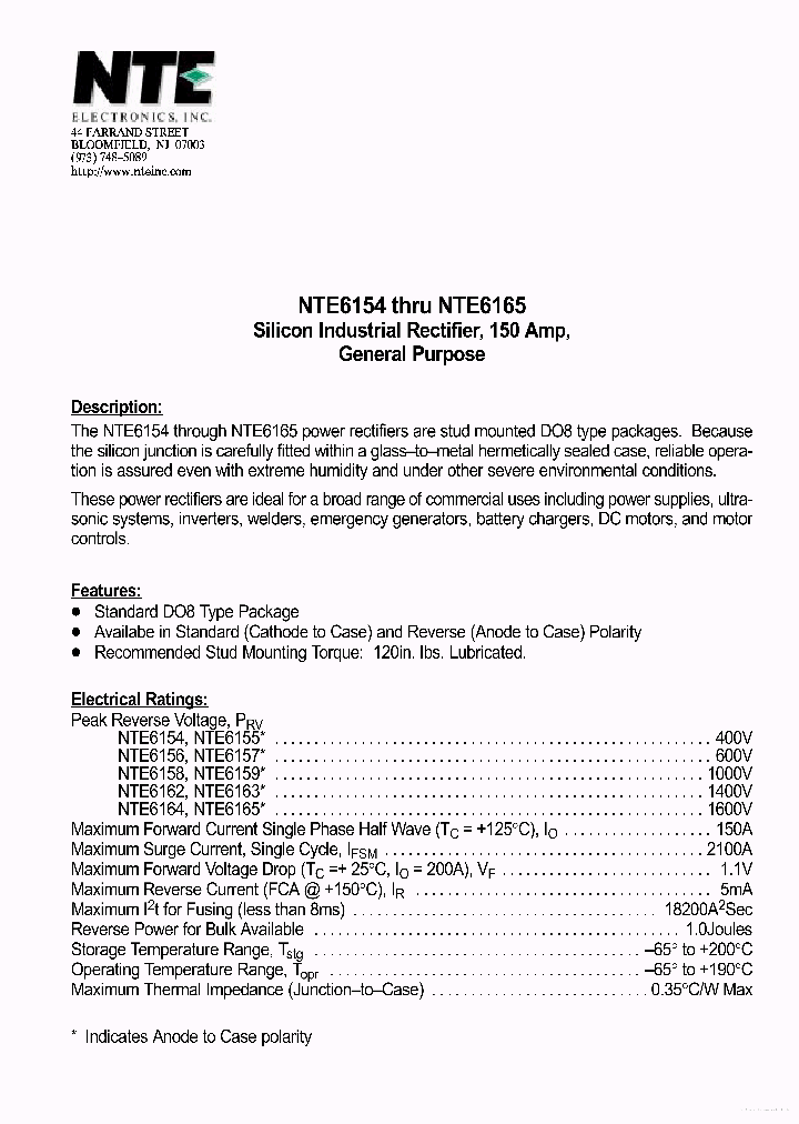 NTE6154_7739571.PDF Datasheet