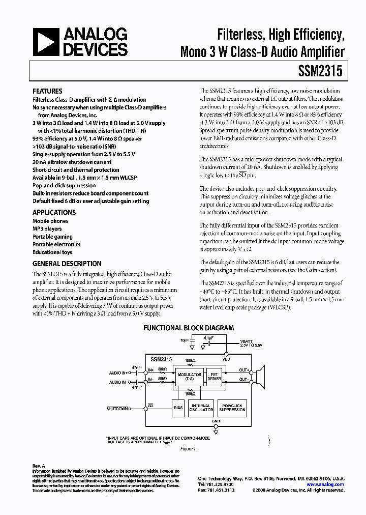 SSM2315_7740582.PDF Datasheet