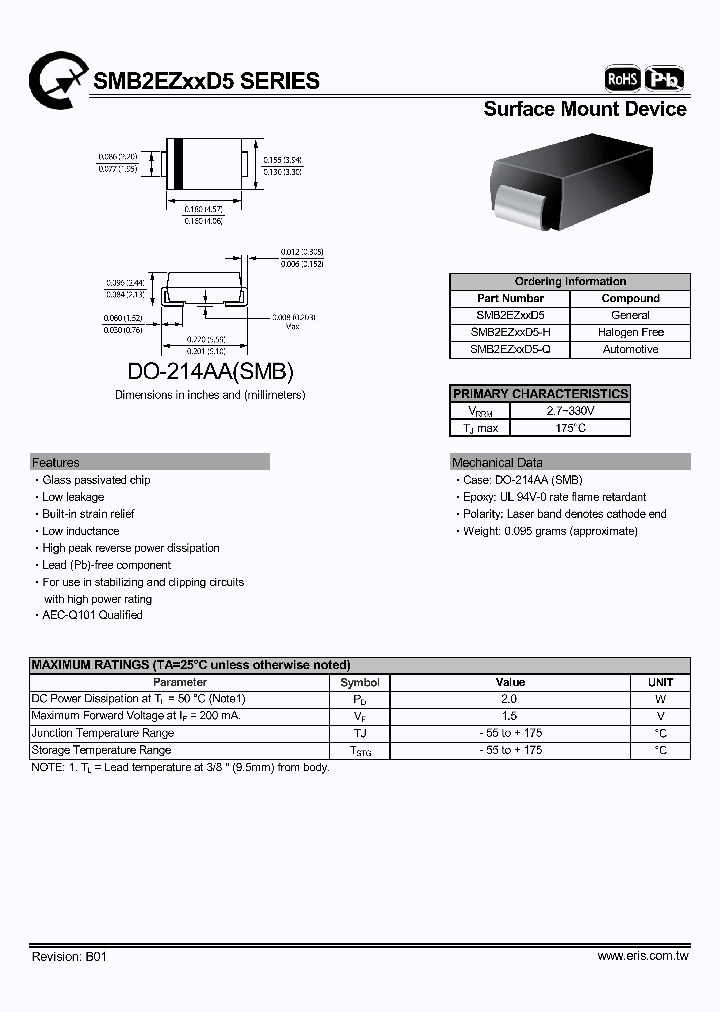 SMB2EZ150D5_7741416.PDF Datasheet