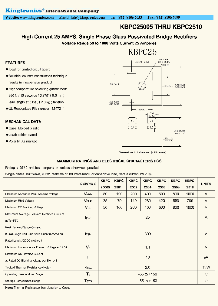KBPC25005-KBPC2510_7750931.PDF Datasheet