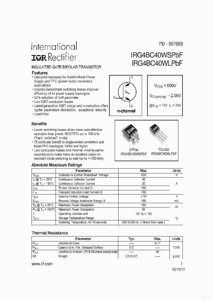 IRG4BC40WLPBF_7744425.PDF Datasheet