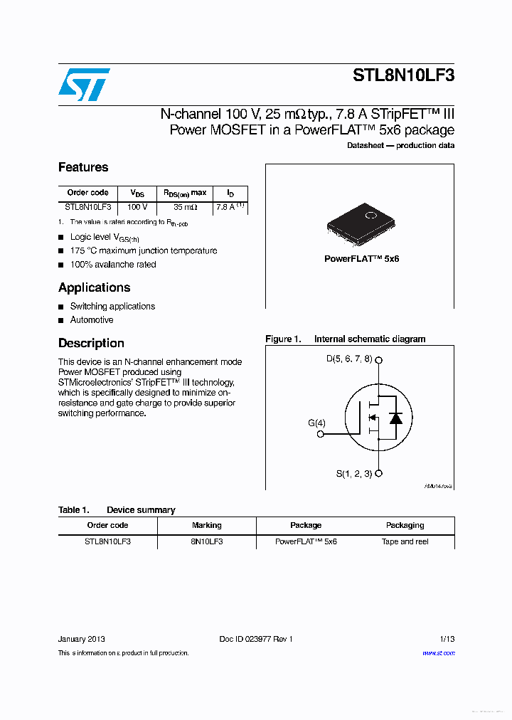 STL8N10LF3_7748191.PDF Datasheet
