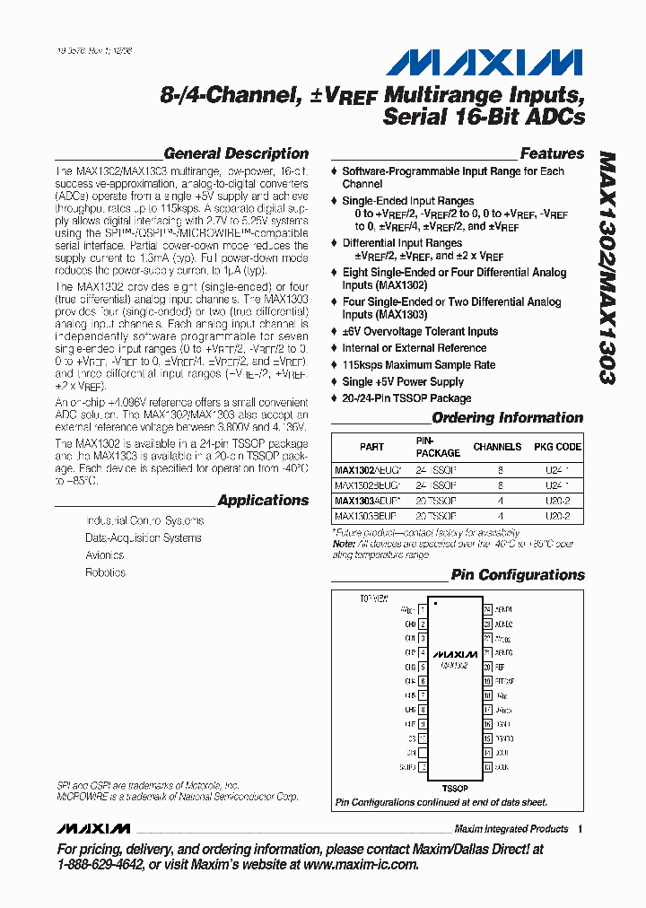 MAX1302AEUG_7755716.PDF Datasheet