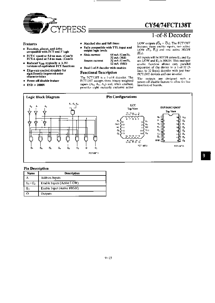 CY74FCT138ATSOCT_7760670.PDF Datasheet