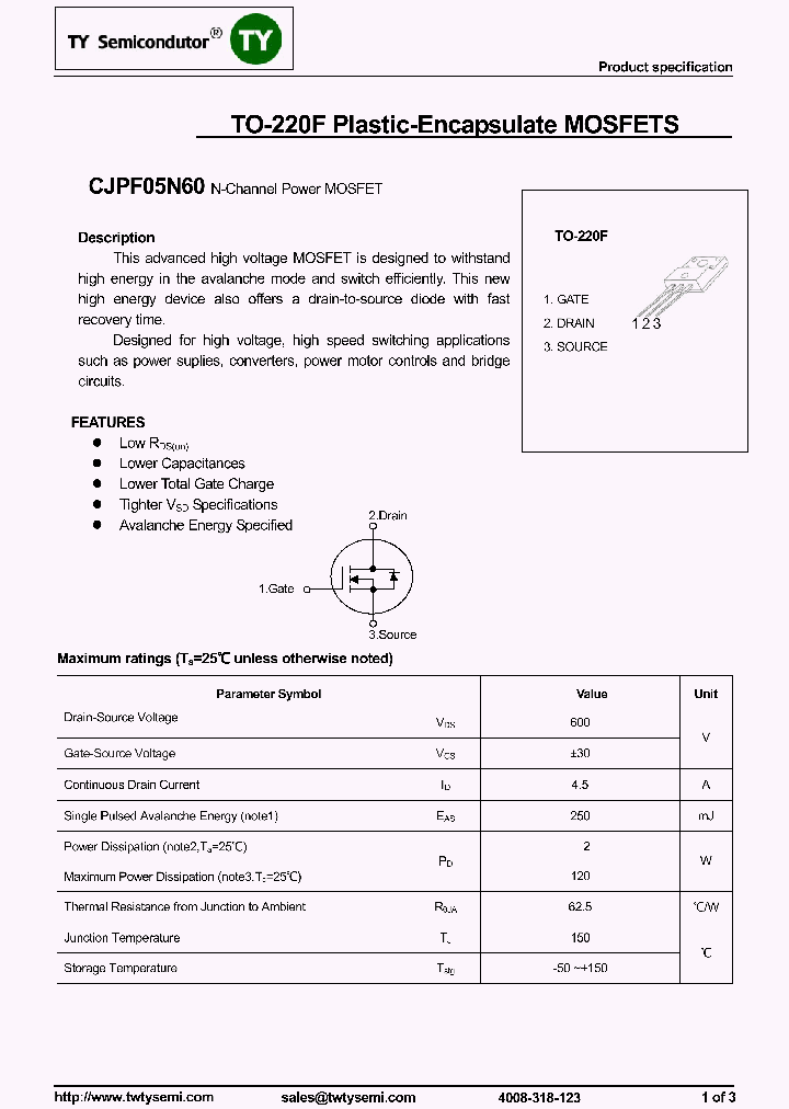 CJPF05N60_7778425.PDF Datasheet