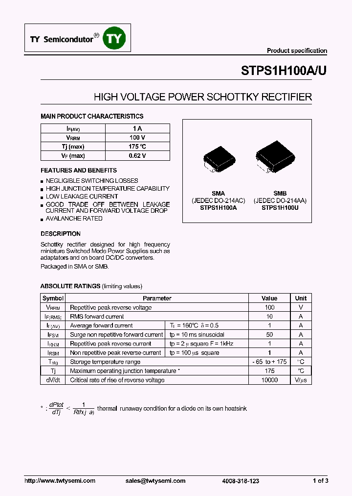 STPS1H100A_7783993.PDF Datasheet