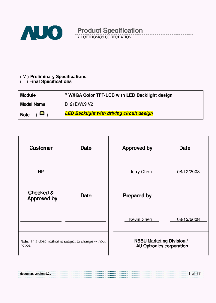 B121EW09-V2_7748670.PDF Datasheet