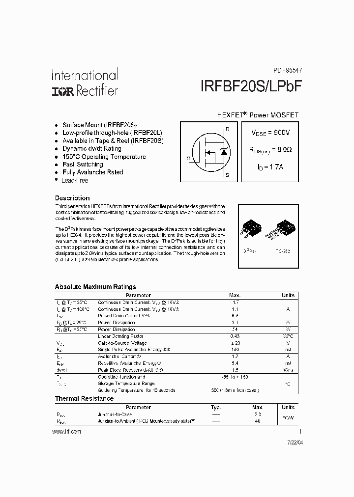 IRFB20STRRPBF_7767794.PDF Datasheet