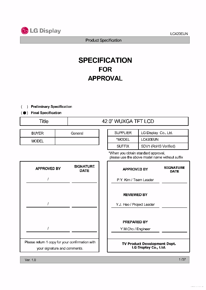 LC420EUN-SDV1_7752550.PDF Datasheet