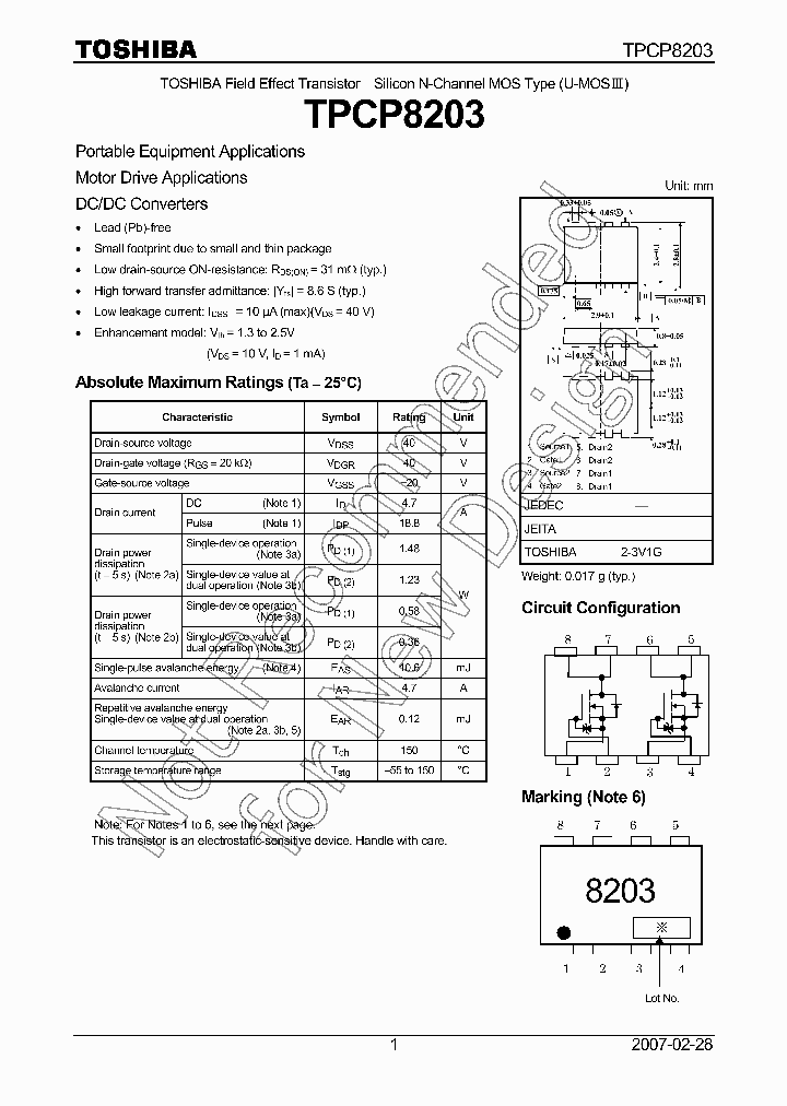 TPCP8203_7798095.PDF Datasheet
