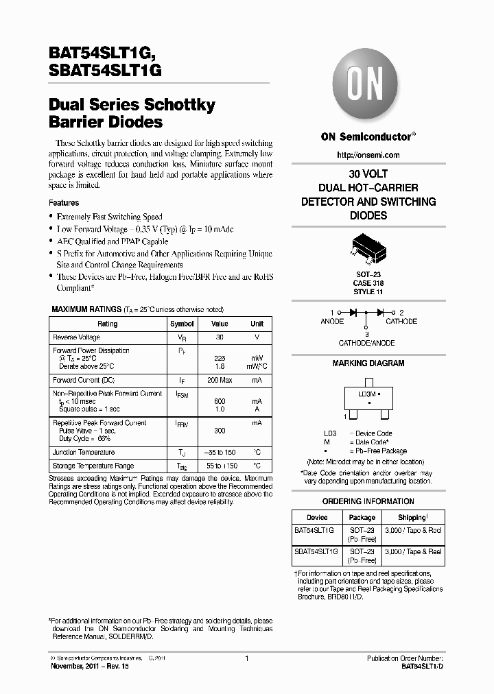 SBAT54SLT1G_7795308.PDF Datasheet