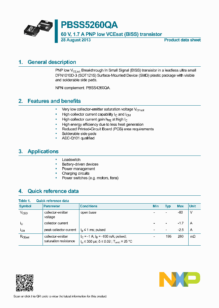 PBSS5260QA_7800428.PDF Datasheet