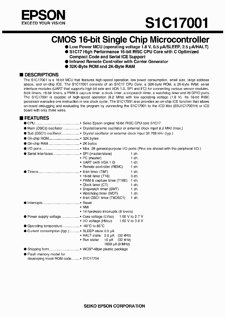 S1C17001_7781885.PDF Datasheet