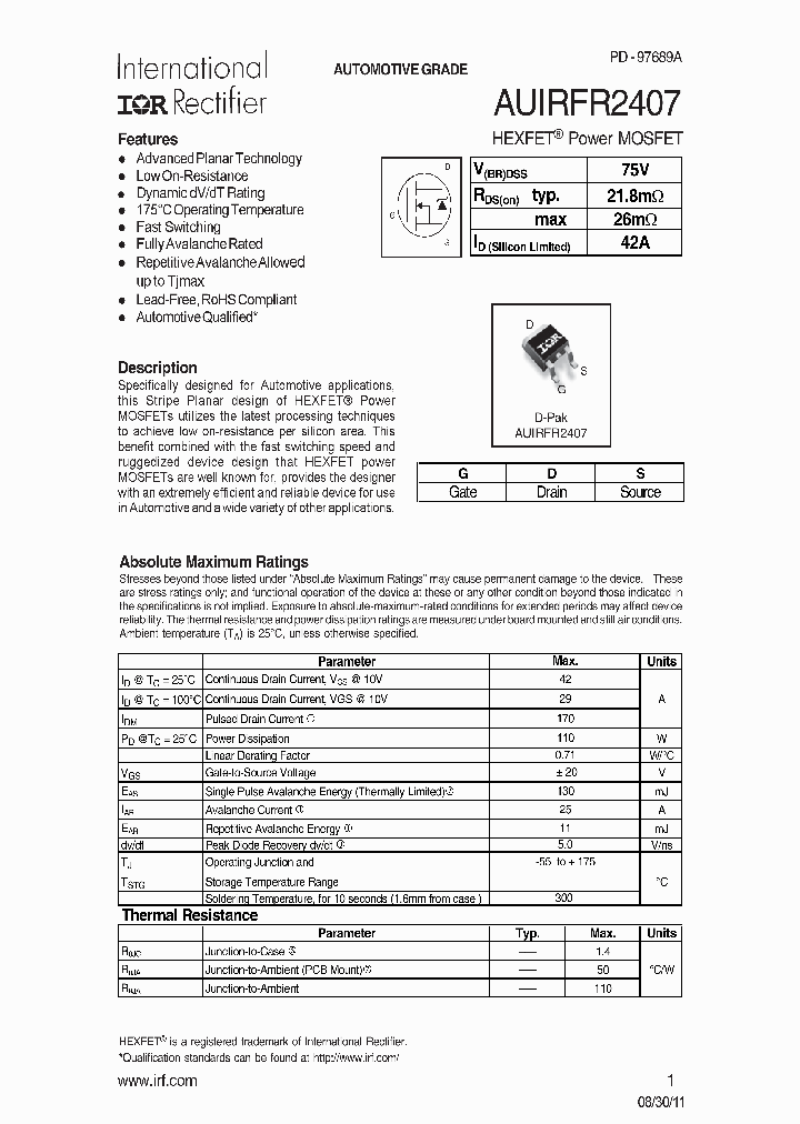 AUIRFR2407TRL_7824232.PDF Datasheet