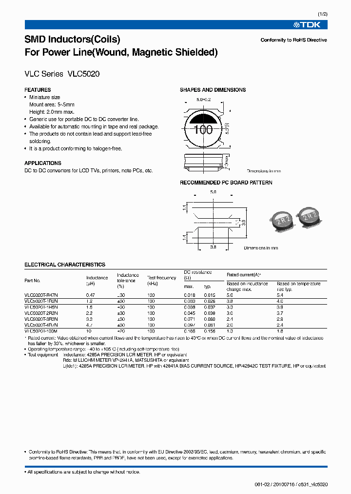 VLC5020T-100M_7827214.PDF Datasheet