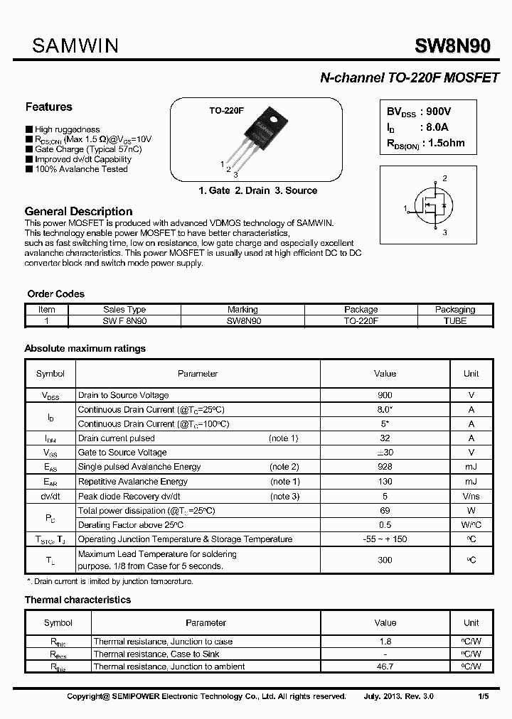 SW8N90_7838646.PDF Datasheet