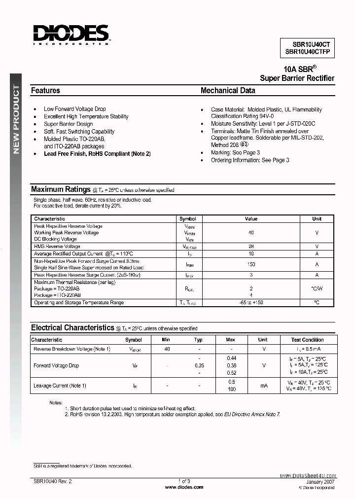 SBR10U40CTFP_7764739.PDF Datasheet