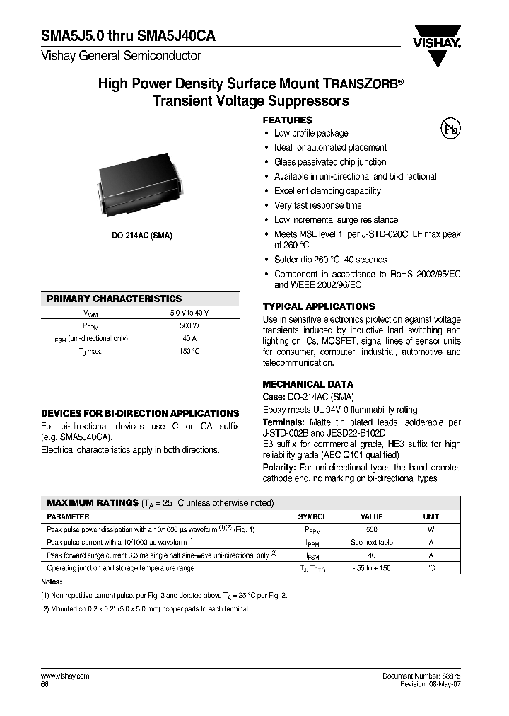 SMA5J14-E3_7787868.PDF Datasheet