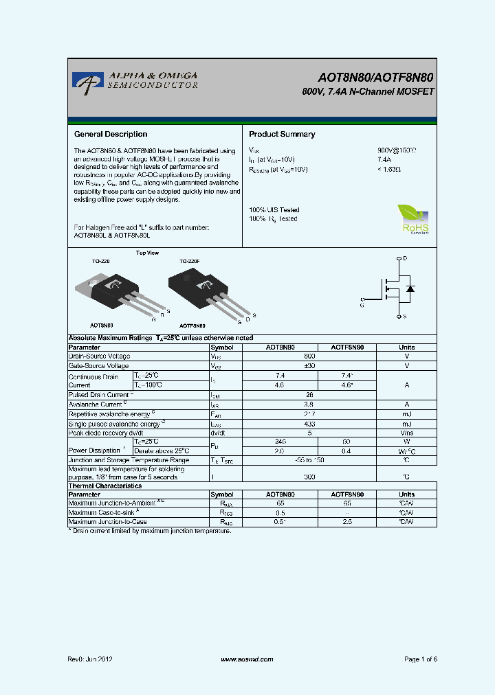 AOT8N80_7857006.PDF Datasheet