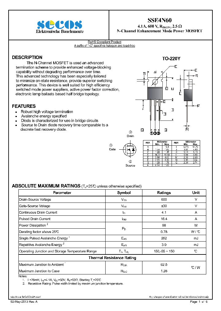 SSE4N60_7862994.PDF Datasheet