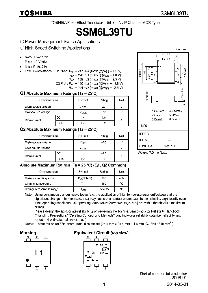 SSM6L39TU_7867443.PDF Datasheet