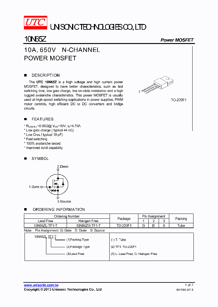 10N65Z_7868889.PDF Datasheet