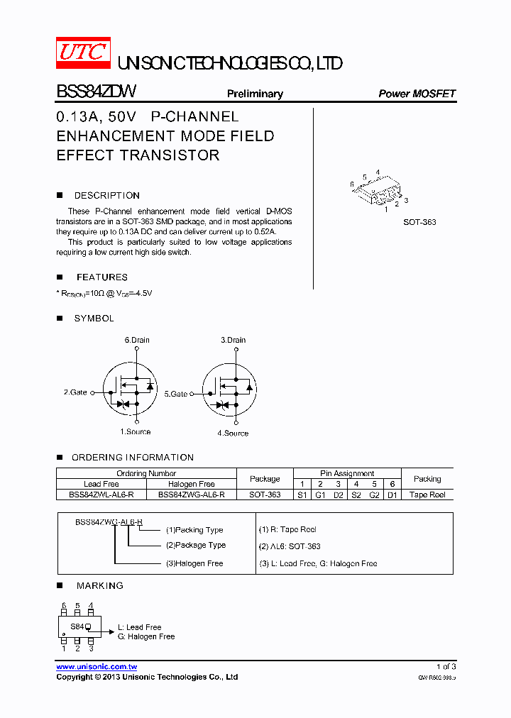 BSS84ZDW_7870502.PDF Datasheet