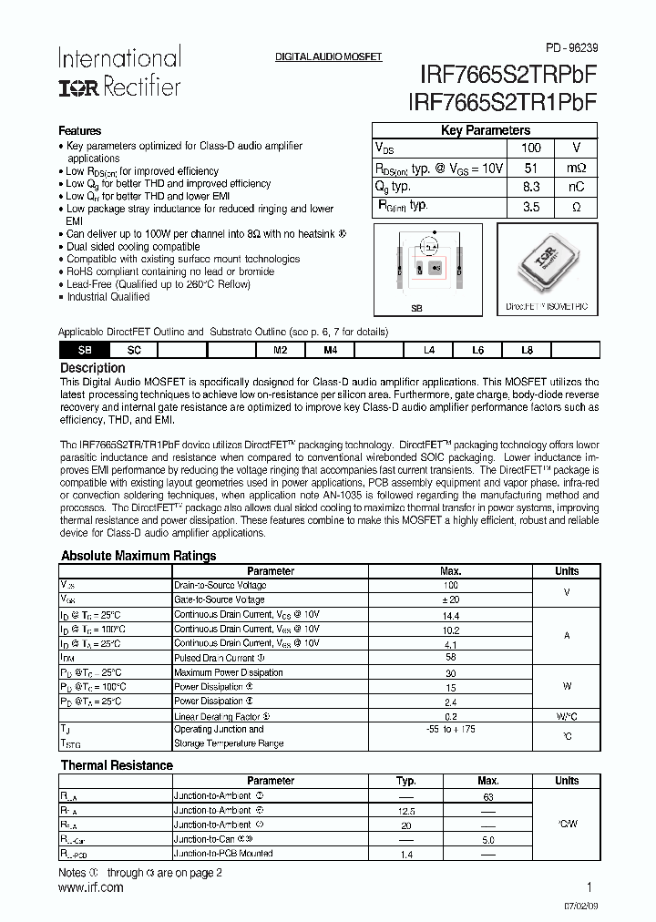 IRF7665S2PBF_7873405.PDF Datasheet