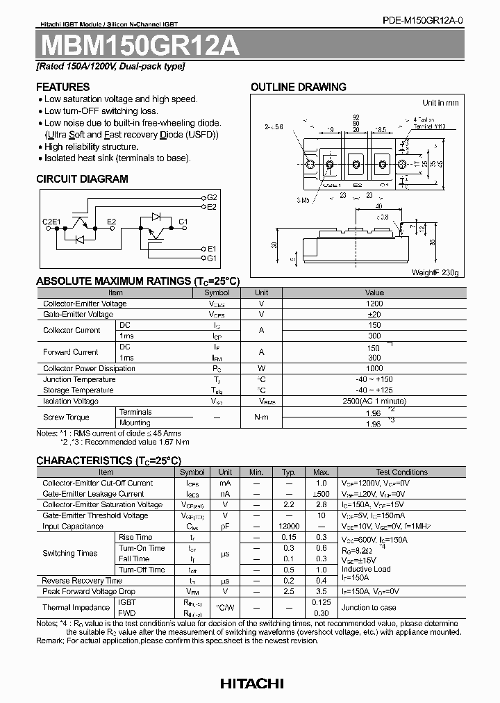 MBM150GR12A_7843410.PDF Datasheet