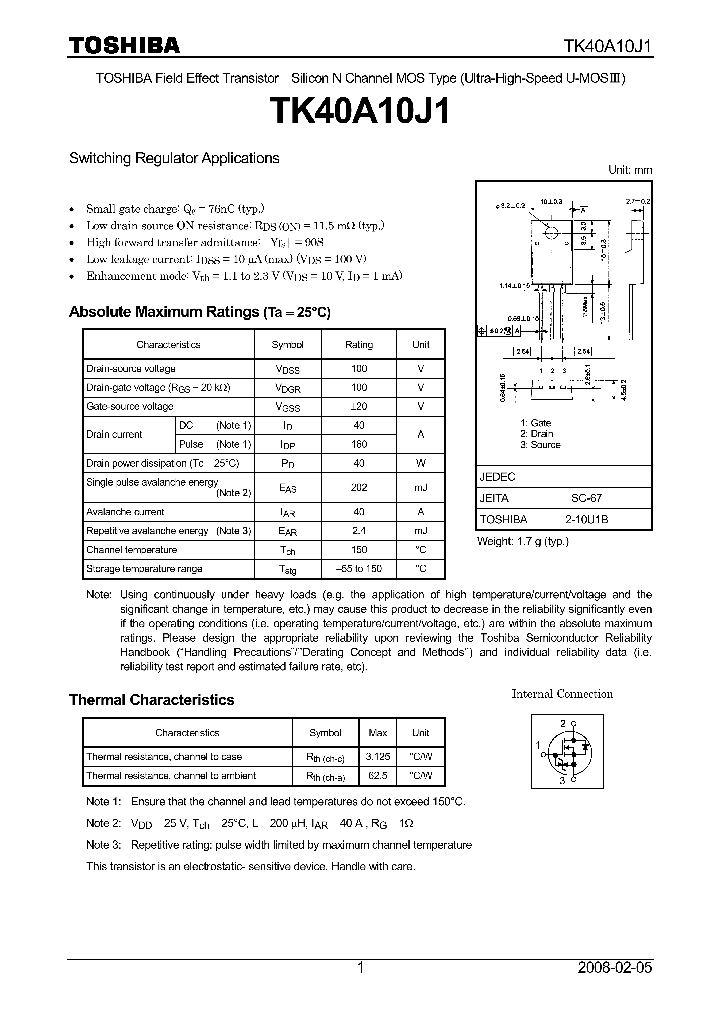 TK40A10J1_7852431.PDF Datasheet
