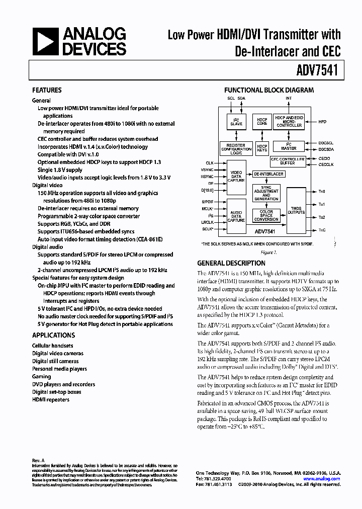 ADV7541BCBZ-2RL_7864551.PDF Datasheet