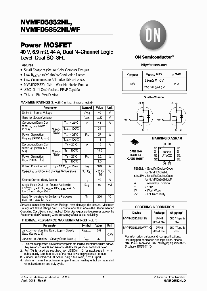 NVMFD5852NLT1G_7879684.PDF Datasheet