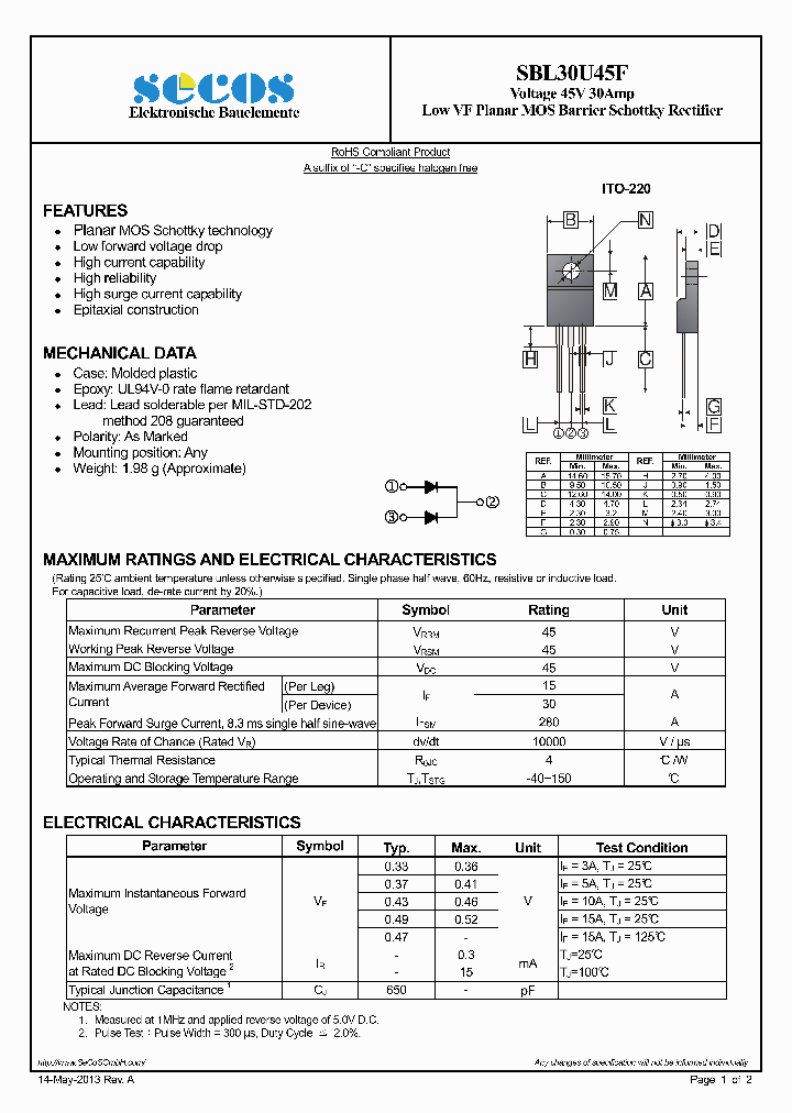 SBL30U45F_7881533.PDF Datasheet