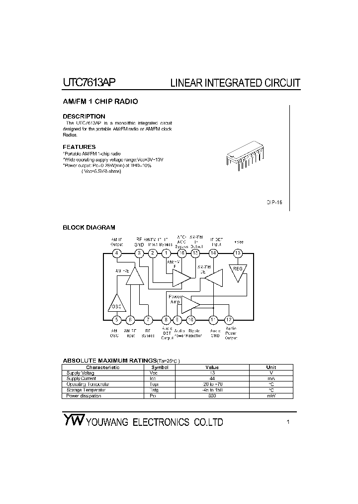 UTC7613AP_7778906.PDF Datasheet