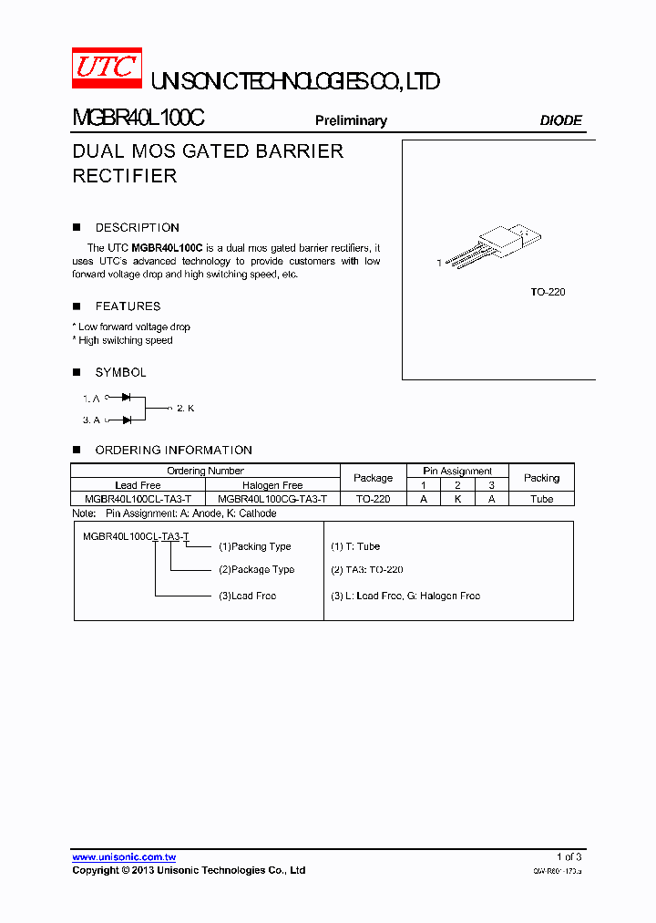 MGBR40L100CG-TA3-T_7889335.PDF Datasheet