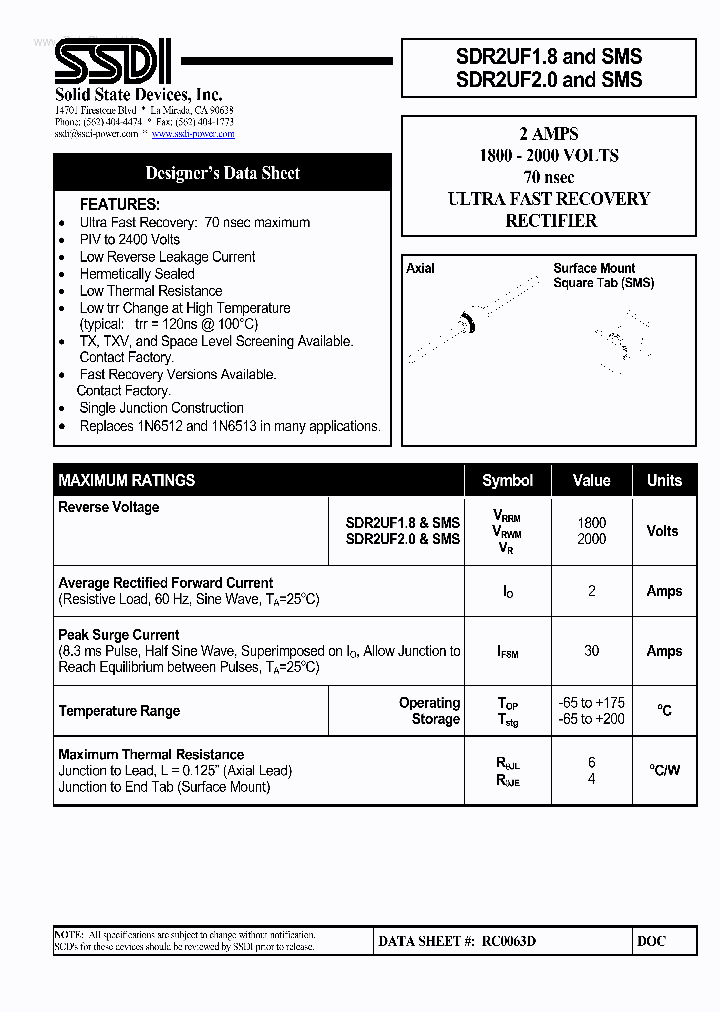 SDR2UF20SMS_7782388.PDF Datasheet